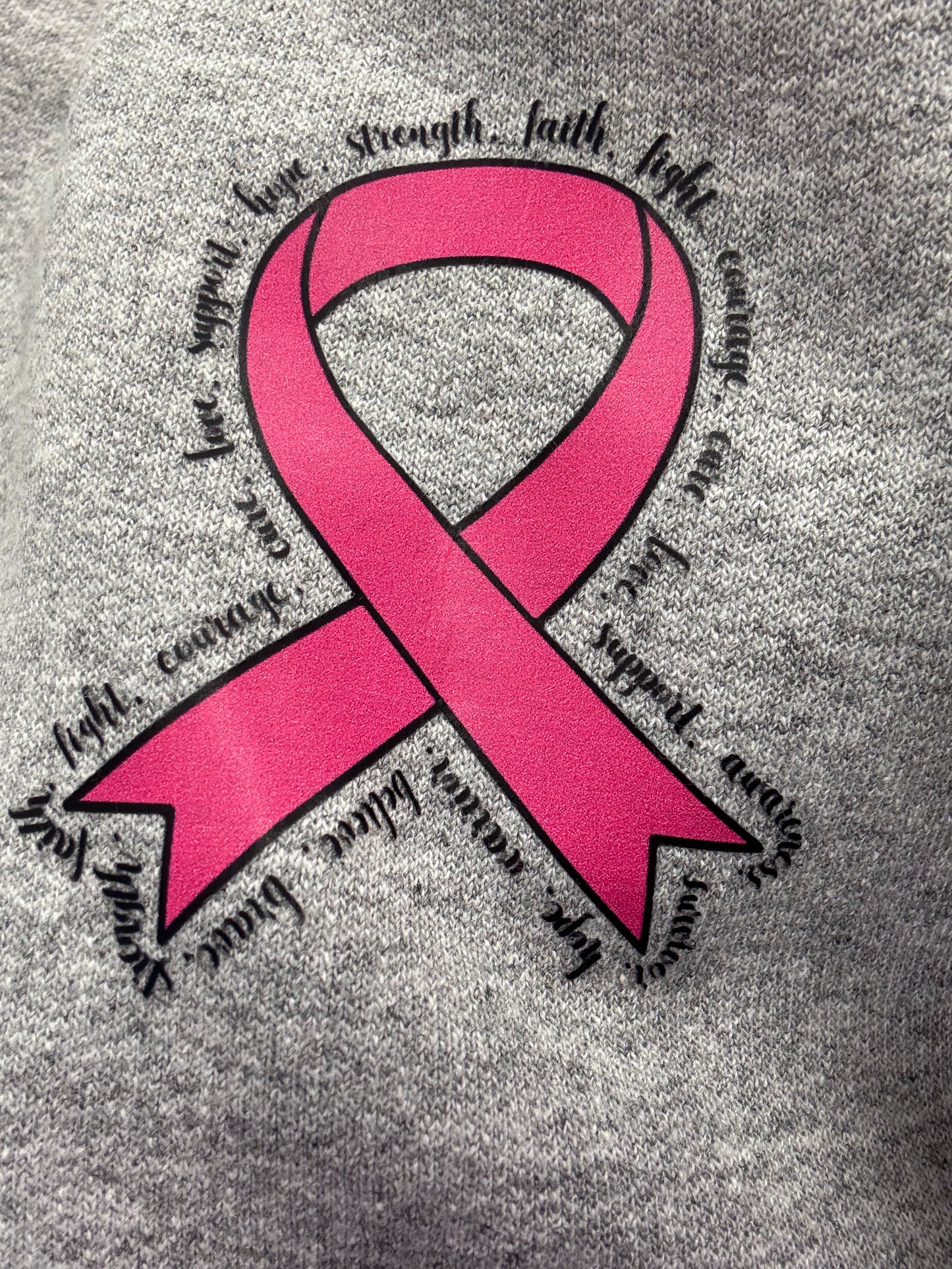 Breast Cancer Ribbon with Words Around